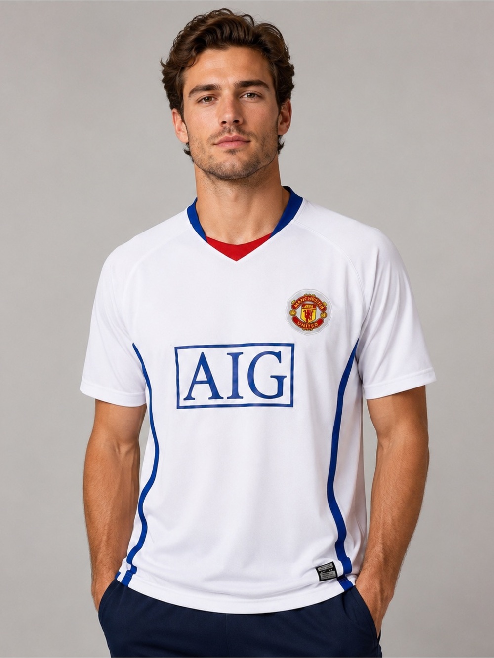 Manchester United Tevez 32 White AIG Soccer Jersey Men’s XL Prima Football Shirt